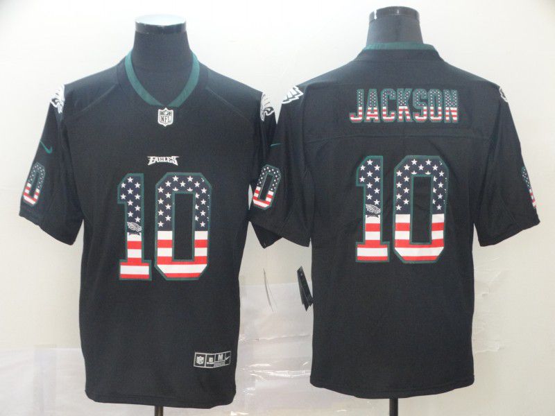 Men Philadelphia Eagles 10 Jackson Nike USA Flag Fashion Black Color Rush Limited Jersey